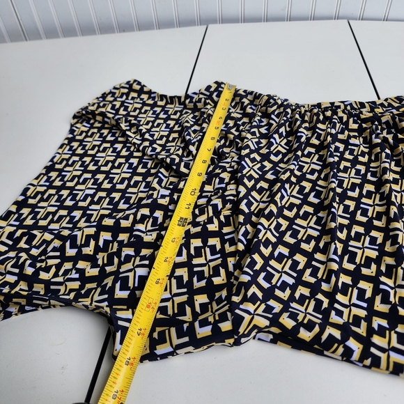 Ralph Lauren Women Dress Stretch Navy Yellow White Cap Sleeve Pleated Sheath 10 - Picture 9 of 15